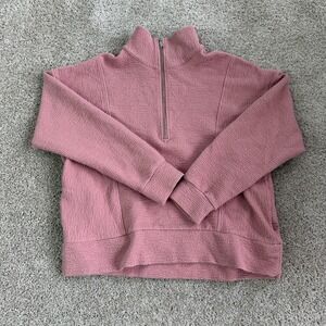 Lincoln Outfitters Sweatshirt Womens Medium Pink 1/4 Zip Mock Neck Pullover